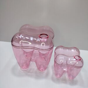 علبة بلاستيك شكل سن لون زهر