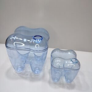 علبة بلاستيك شكل سن لون ازرق