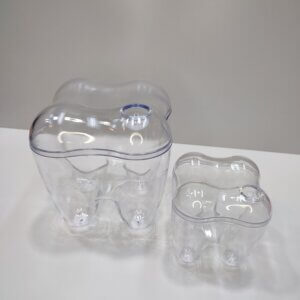 علبة بلاستيك شكل سن لون شفاف